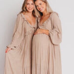 Worth Collective Ruffled Maxi Dress With Plunging Neckline - Bump Friendly!